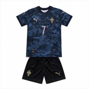 Portugal WM 2025/26 Special Edition Kinder Trikot Set Ronaldo #7 – Schwarz