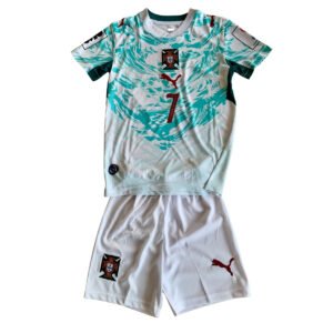 Portugal WM 2026 Kinder Away Trikot Set Ronaldo #7 – Weiß